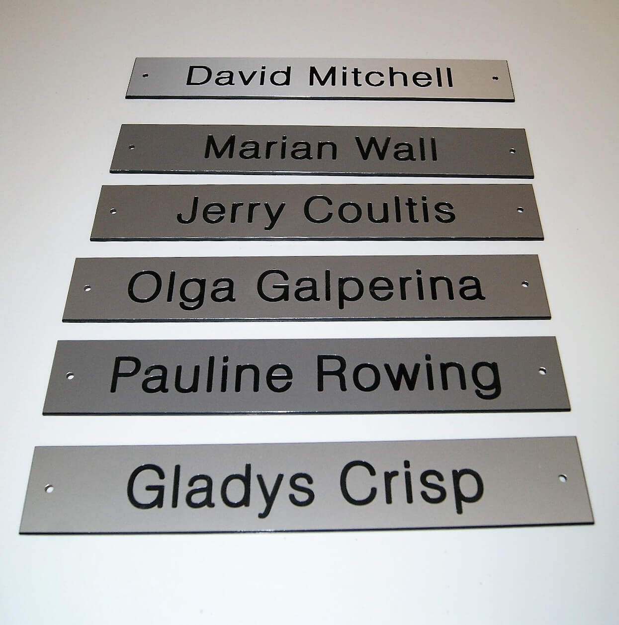 series of engraved nameplates